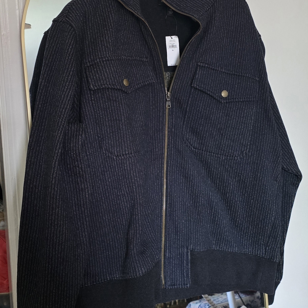 Banana Republic Black Bomber Jacket Full-Length Zipper